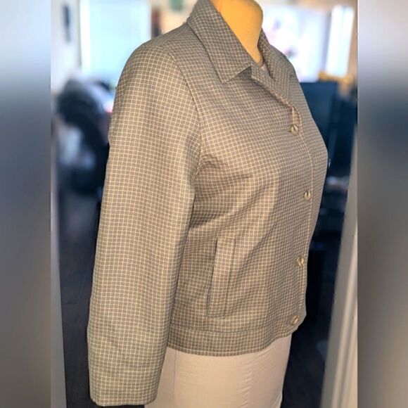 Vintage Dunedin Pure New Wool 14 Green and Beige Plaid Jacket - Picture 2 of 12